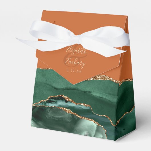 Modern Agate Geode Emerald Green Gold Rust Geschenkschachtel (Vorderseite)