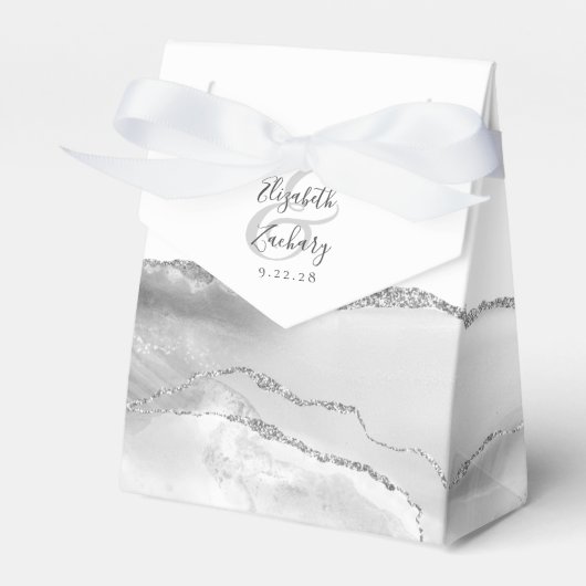 Modern Agate Geode Gray Silver Geschenkschachtel (Vorderseite)