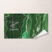Modern Agate Geode Green Silver Monogram Script Badhandtuch Set (Handtuch)