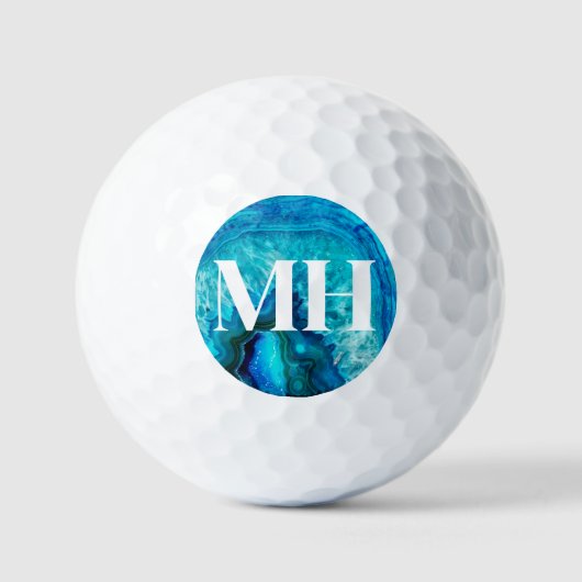 Modern Agate Golfer Initial Monogram Golfball (Vorderseite)