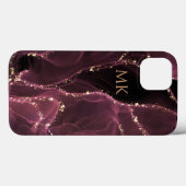 Modern Agate Imitats Glitzer Initial Name Monogram Case-Mate iPhone Hülle (Rückseite (Horizontal))
