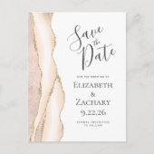 Modern Agate Ivory Gold Save the Date Ankündigungspostkarte (Vorderseite)