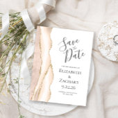 Modern Agate Ivory Gold Save the Date Ankündigungspostkarte