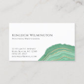 Modern Agate Marble Green Gold Glitzer Geode Visitenkarte (Rückseite)