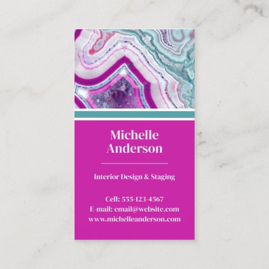 Modern Agate Monogram Visitenkarte (Rückseite)