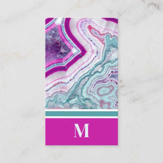 Modern Agate Monogram Visitenkarte (Vorderseite)