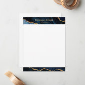 Modern Agate Navy Blue Gold Geode Mitteilungskarte (Vorderseite/Rückseite Beispiel)