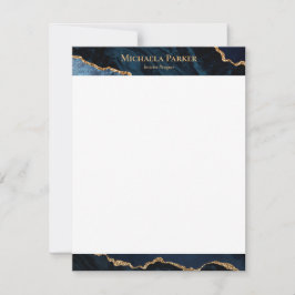 Modern Agate Navy Blue Gold Geode Mitteilungskarte
