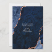 Modern Agate Navy Dusty Blue Rose Gold Bridal Invi Einladung (Rückseite)