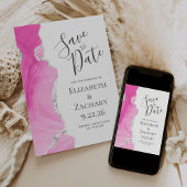 Modern Agate Pink Silver Save the Date Card Einladung