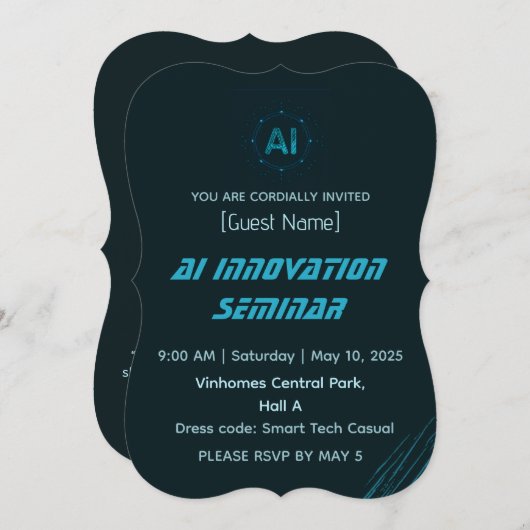 Modern AI & Tech Innovation Conference Invitation Einladung (Vorne/Hinten)