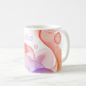 Modern Alcohol Ink Orange Lila NAME Farbiger Spaß Kaffeetasse (VorderseiteRechts)
