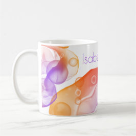 Modern Alcohol Ink Orange Lila NAME Farbiger Spaß Kaffeetasse