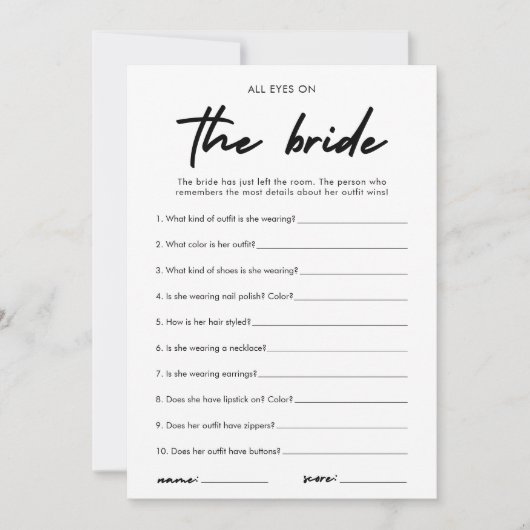 Modern alle Augen auf dem Brautparty Bride Einladung (Vorderseite)