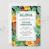 Modern Aloha Tropical Luau Birthday Einladung (Vorderseite)