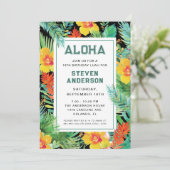 Modern Aloha Tropical Luau Birthday Einladung (Stehend Vorderseite)