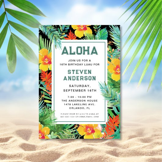 Modern Aloha Tropical Luau Birthday Einladung