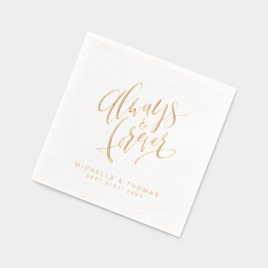Modern Always And Forever Script Wedding Servietten Mit Folie (Links)