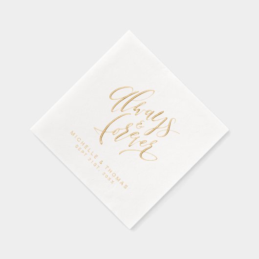 Modern Always And Forever Script Wedding Servietten Mit Folie (Rechts)