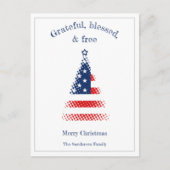 Modern American Flag Weihnachtsbaum Patriotic Feiertagspostkarte (Vorderseite)