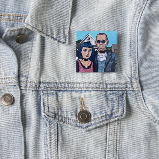 Modern American Gothic Art- Grant Woods Inspired Button (Beispiel)