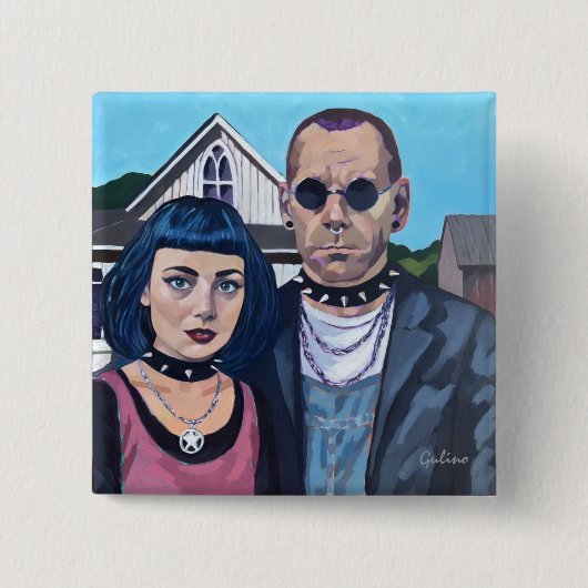 Modern American Gothic  Art- Grant Woods Inspired Button (Vorderseite)
