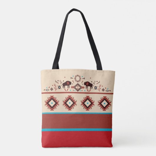 Modern American Native Influenced Pattern Monogram Tasche (Rückseite)
