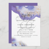 Modern Amethyst Watercolor Geode BarefootBride™ Einladung (Vorne/Hinten)