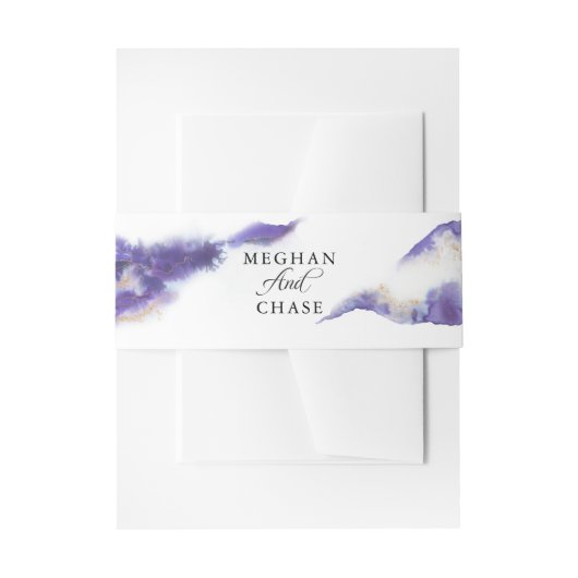 Modern Amethyst Watercolor Geode BarefootBride™ Einladungsbanderole (Vorderseite Beispiel)