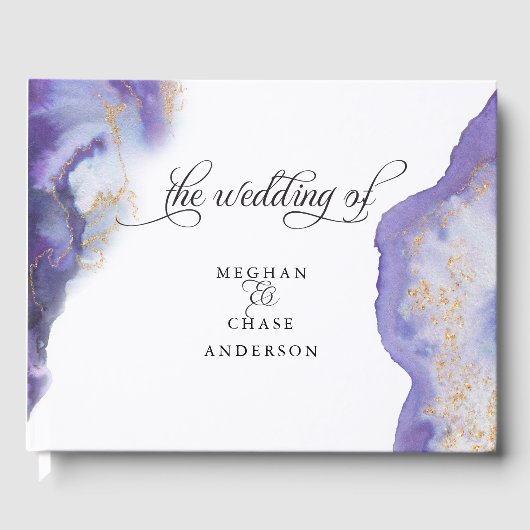 Modern Amethyst Watercolor Geode BarefootBride™ Gästebuch (Vorderseite)
