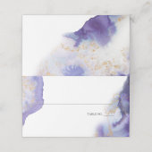 Modern Amethyst Watercolor Geode BarefootBride™ Platzkarte (Außenseite Aufgefaltet)