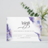 Modern Amethyst Watercolor Geode BarefootBride™ RSVP Karte (Stehend Vorderseite)