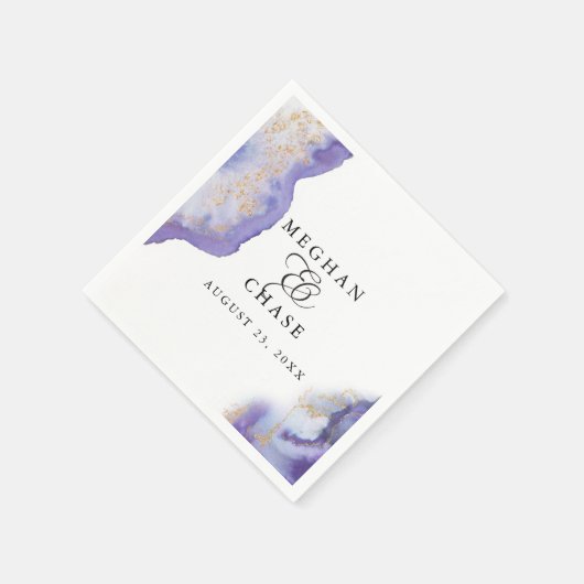 Modern Amethyst Watercolor Geode BarefootBride™ Serviette (Ecke)