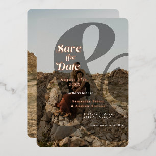 Modern Ampere und Overlay 2 Fotos Save the Date Folieneinladung