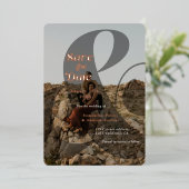 Modern Ampere und Overlay 2 Fotos Save the Date Folieneinladung (Stehend vorne)