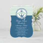 Modern Anchor Nautical Neutral Baby Shower Einladung (Stehend Vorderseite)