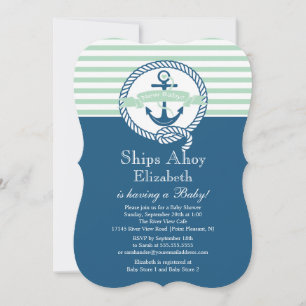 Modern Anchor Nautical Neutral Baby Shower Einladung