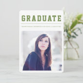 Modern and Bold graduation announcement Green Ankündigung (Stehend Vorderseite)