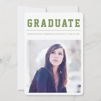 Modern and Bold graduation announcement Green Ankündigung