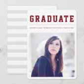 Modern and Bold graduation announcement Maroon Ankündigung (Vorne/Hinten)