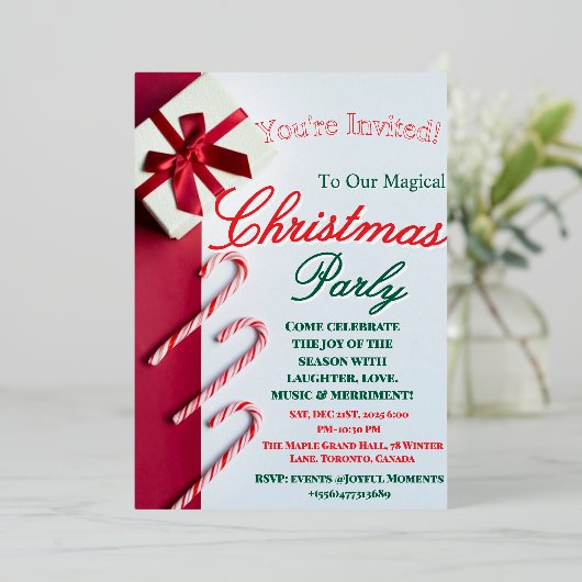 "Modern and Elegant Christmas & New Year Invitatio Folieneinladung (Stehend vorne)