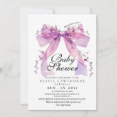 Modern and elegant Pink Bow Baby Shower Einladung (Vorderseite)