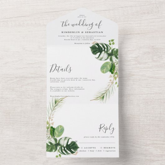 Modern and elegant tropical frame all in one einladung (Innen Boden)