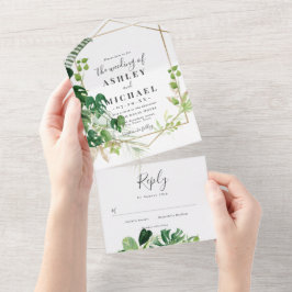 Modern and elegant tropical frame all in one einladung