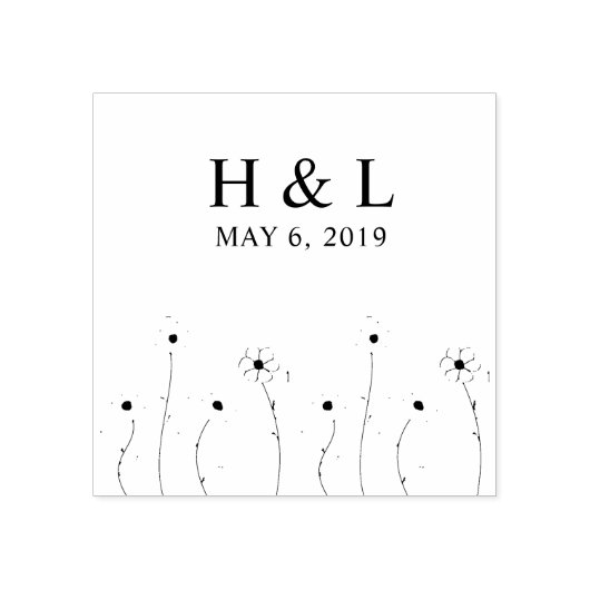 Modern and Minimalist Twig anf Wildflowers Design Gummistempel (Prägung)