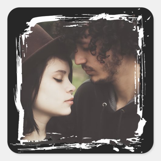 Modern and Simple Unique Photo Template Wedding Quadratischer Aufkleber (Vorderseite)