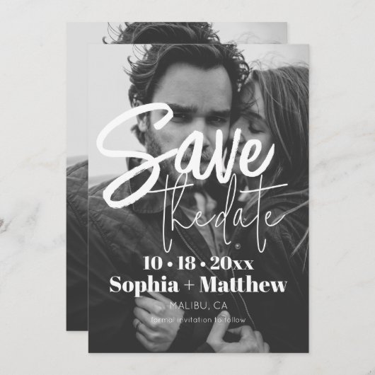Modern and simple Wedding Photo Save The Date (Vorne/Hinten)
