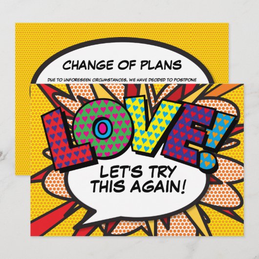 Modern ändern Sie den Date Comic Book Fun Einladung (Vorne/Hinten)