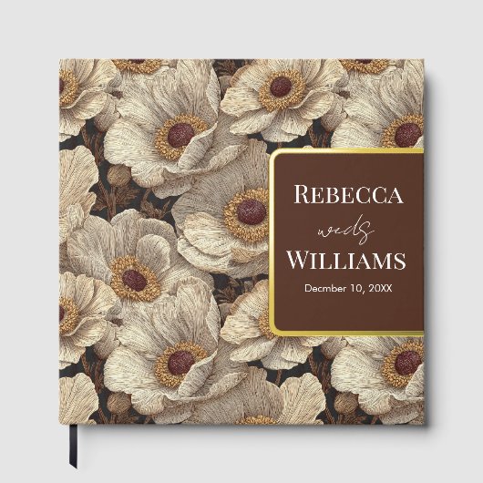 Modern Anemones Accent Fall Wedding Gästebuch (Vorderseite)