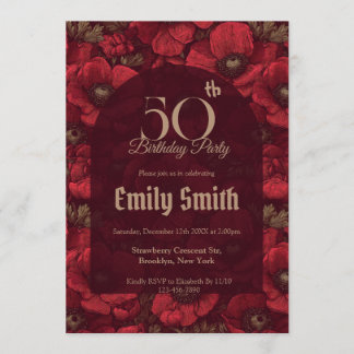 Modern Anemones Aesthetic 70Th Birthday Einladung